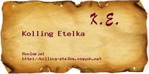 Kolling Etelka névjegykártya